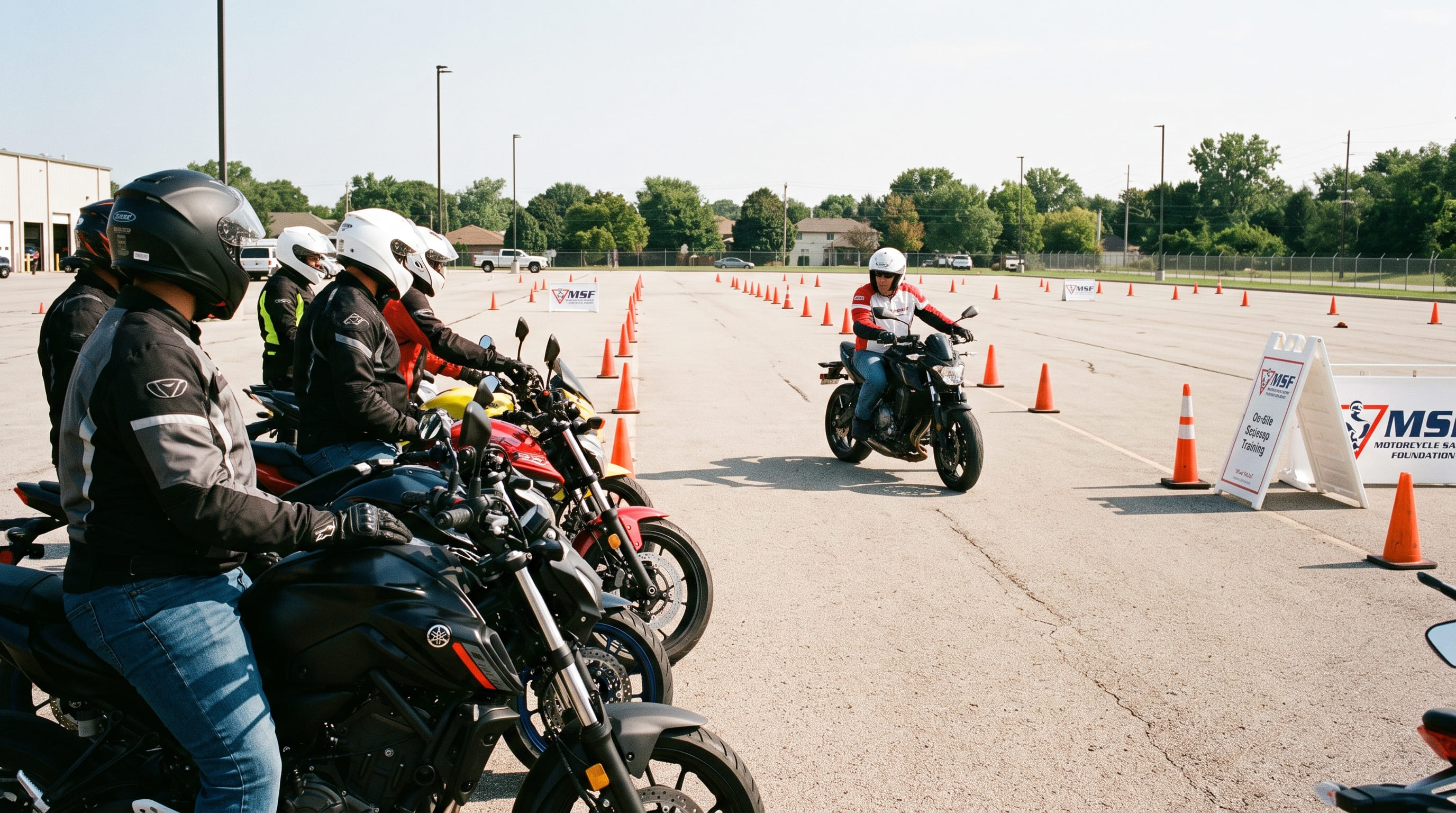 Riders participating in an MSF training course to qualify for discount motorcycle insurance
