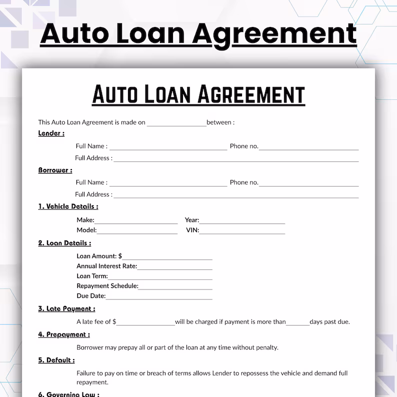 An auto loan agreement document and financial paperwork on an office desk for GAP insurance verification.